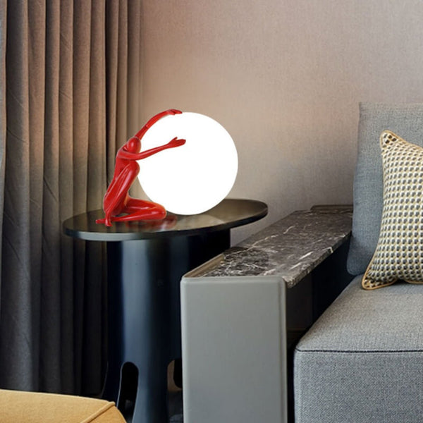 resin humanoid ball table lamp acrylic shade for bedroom reading nook