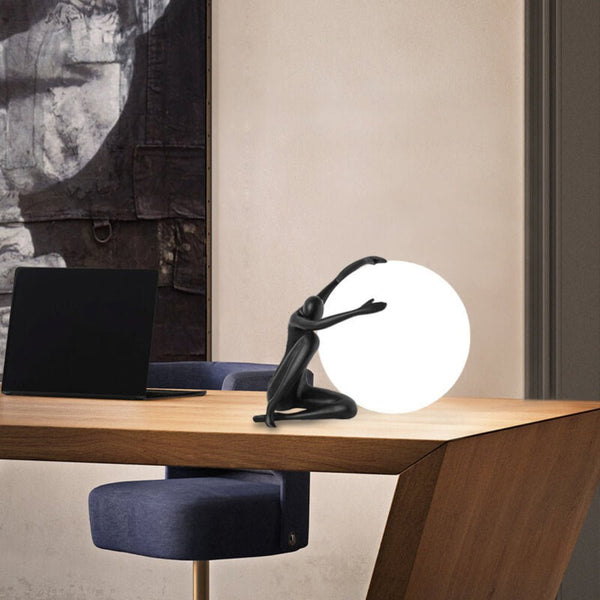 resin humanoid ball table lamp acrylic shade for bedroom reading nook
