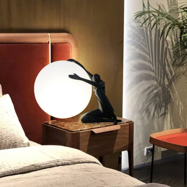 resin humanoid ball table lamp acrylic shade for bedroom reading nook