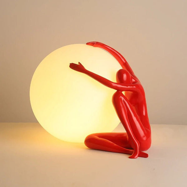 resin humanoid ball table lamp acrylic shade for bedroom reading nook
