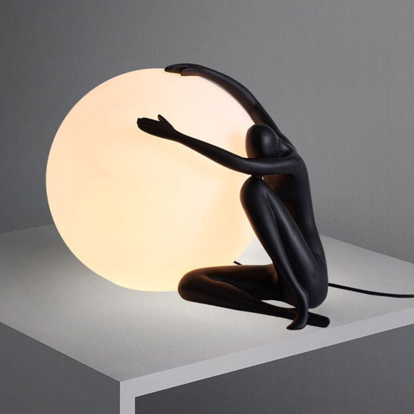 resin humanoid ball table lamp acrylic shade for bedroom reading nook