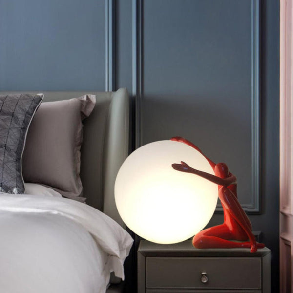 resin humanoid ball table lamp acrylic shade for bedroom reading nook