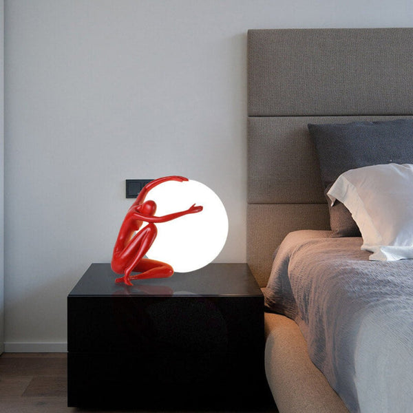 resin humanoid ball table lamp acrylic shade for bedroom reading nook