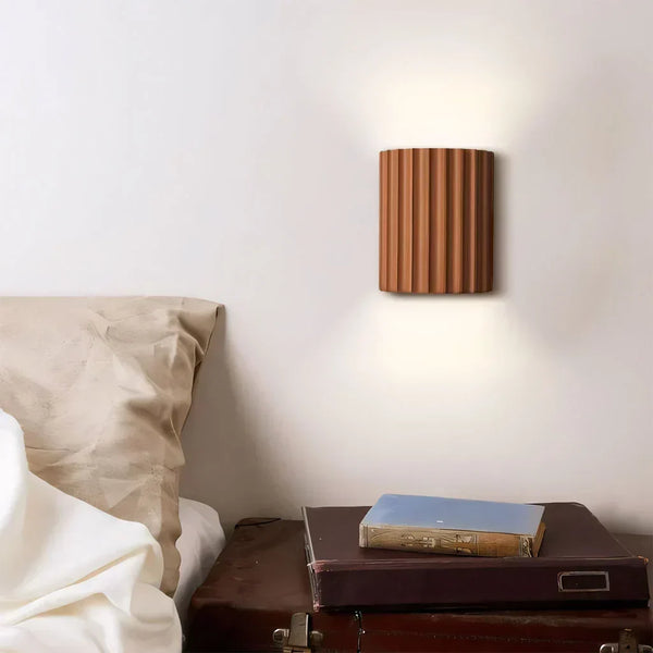 modern white resin ribbed cylinder wall sconce