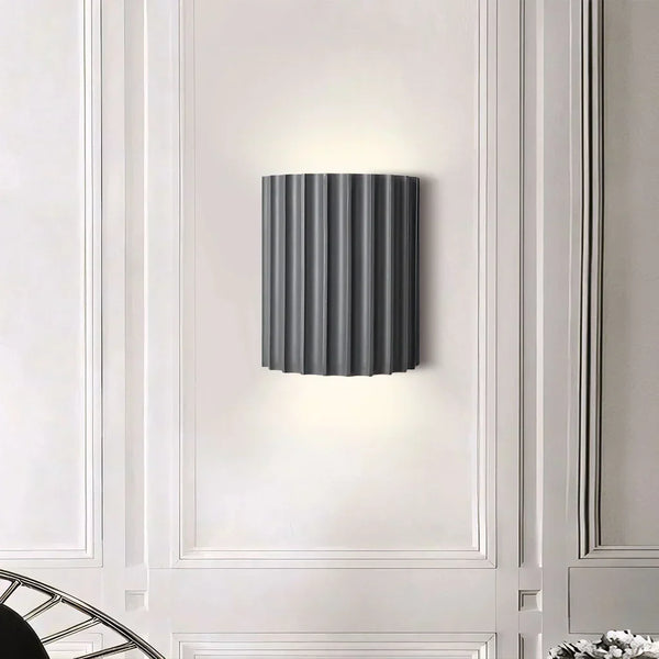 modern white resin ribbed cylinder wall sconce