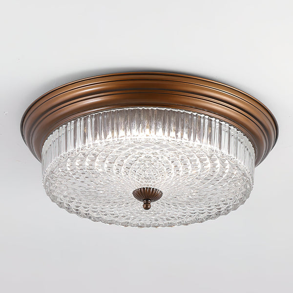 retro bronze crystal glass dome flush mount ceiling light