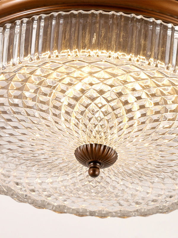retro bronze crystal glass dome flush mount ceiling light