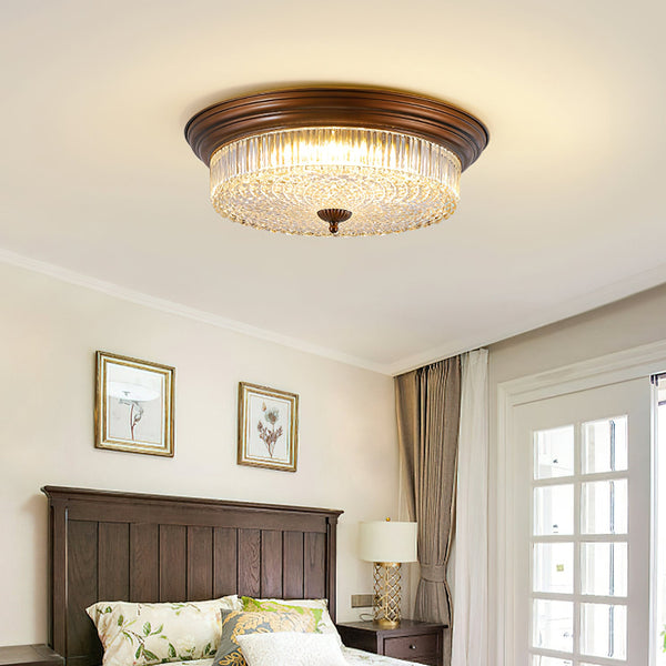 retro bronze crystal glass dome flush mount ceiling light