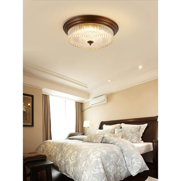 retro bronze crystal glass dome flush mount ceiling light