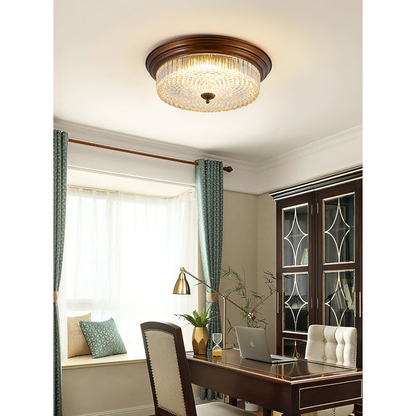 retro bronze crystal glass dome flush mount ceiling light