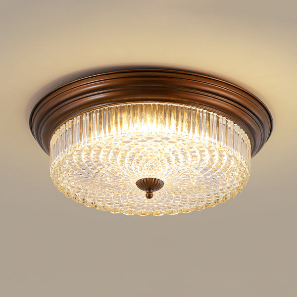retro bronze crystal glass dome flush mount ceiling light