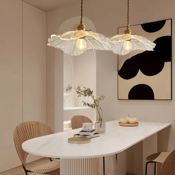 retro green glass lotus pendant light copper