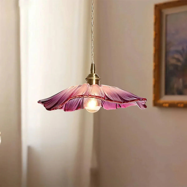 retro green glass lotus pendant light copper