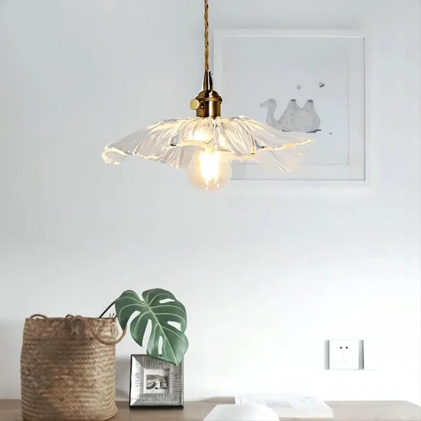 retro green glass lotus pendant light copper