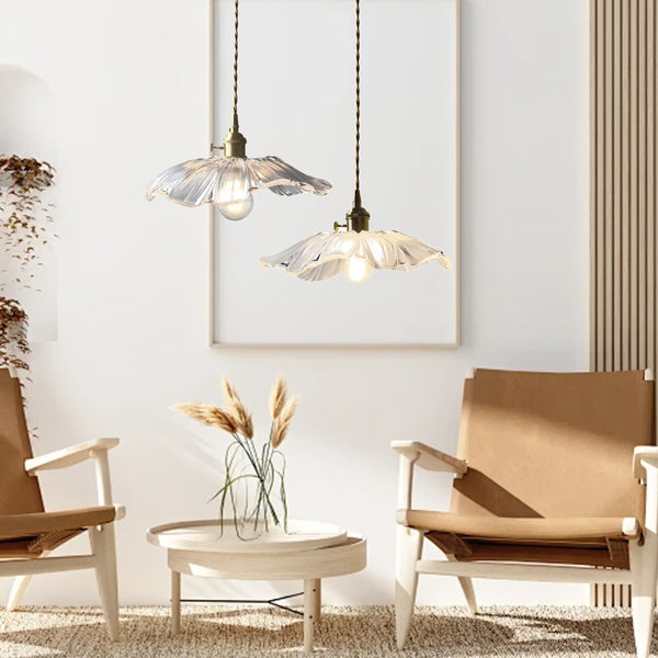 retro green glass lotus pendant light copper