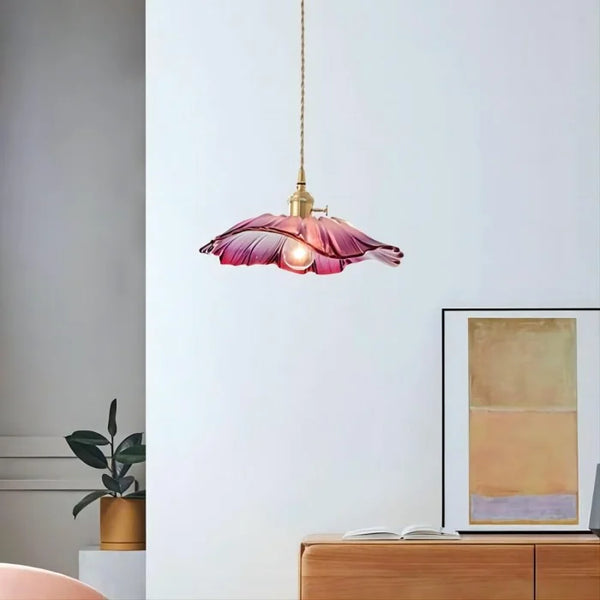 retro green glass lotus pendant light copper