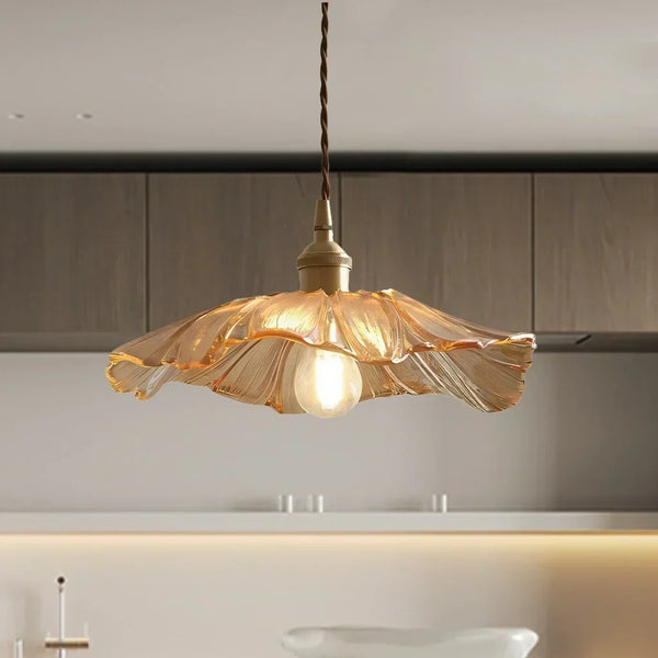 retro green glass lotus pendant light copper
