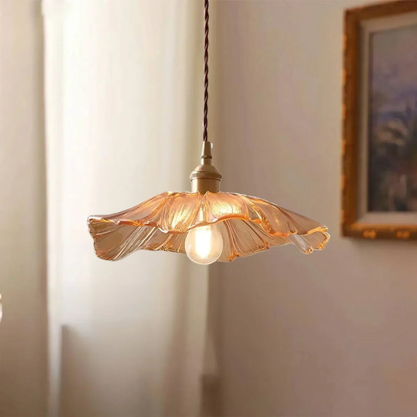 retro green glass lotus pendant light copper