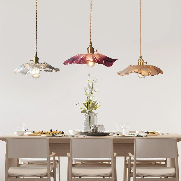 retro green glass lotus pendant light copper
