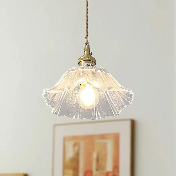 retro green glass lotus pendant light copper