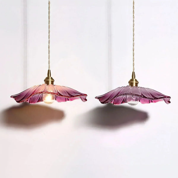 retro green glass lotus pendant light copper