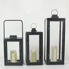 Retro Wrought Iron Glass Candle Holder Outdoor Windproof Portable Lamp