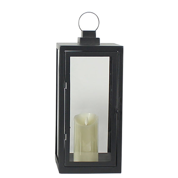 Retro Wrought Iron Glass Candle Holder Outdoor Windproof Portable Lamp