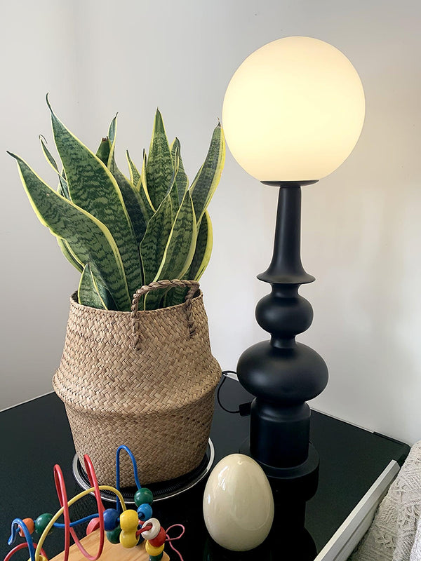 roman column table lamp black resin white glass for bedroom living room