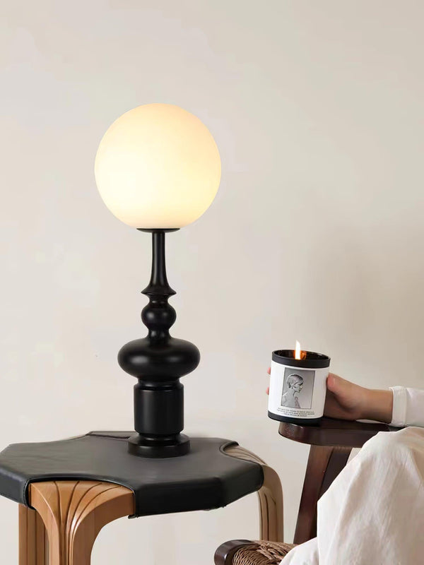 roman column table lamp black resin white glass for bedroom living room