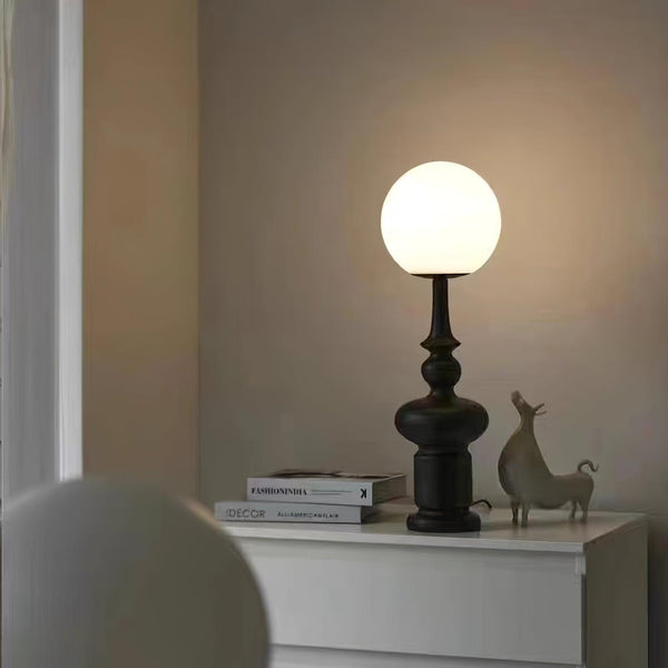 roman column table lamp black resin white glass for bedroom living room