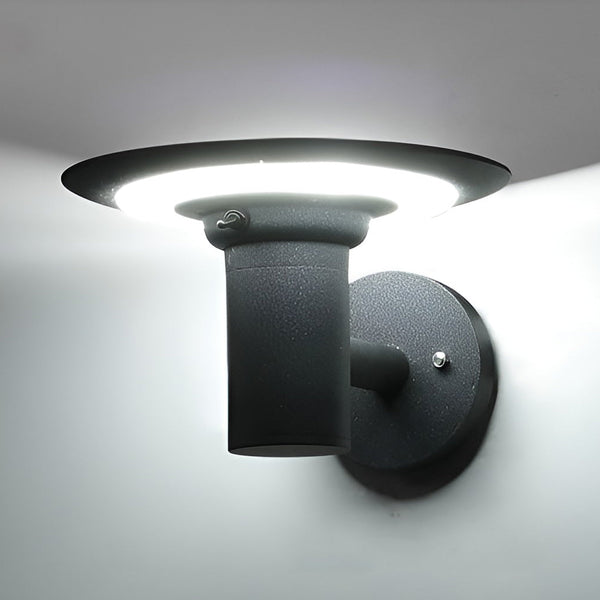Round Ufo Shaped Solar Outdoor Wall Lamp