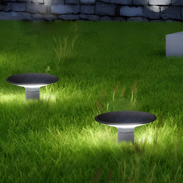 Round Ufo Shaped Solar Waterproof Outdoor Fence Post Lights