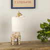 rustic carved wood animal table lamp with fabric shade