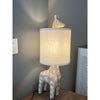 rustic carved wood animal table lamp with fabric shade