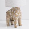 rustic carved wood animal table lamp with fabric shade