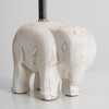 rustic carved wood animal table lamp with fabric shade