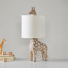 rustic carved wood animal table lamp with fabric shade