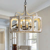rustic distressed wood iron 8 light candle pendant lamp