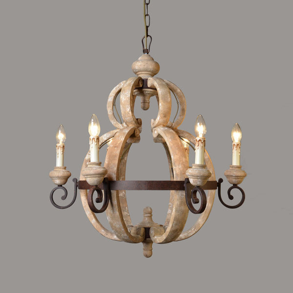 rustic old white wood cage chandelier