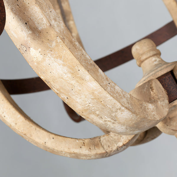 rustic old white wood cage chandelier