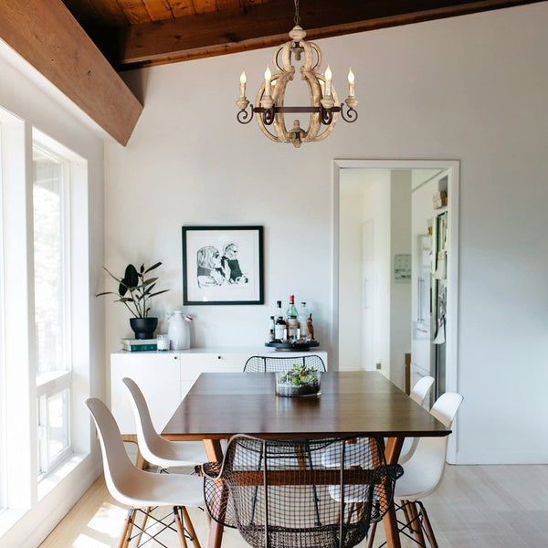 rustic old white wood cage chandelier