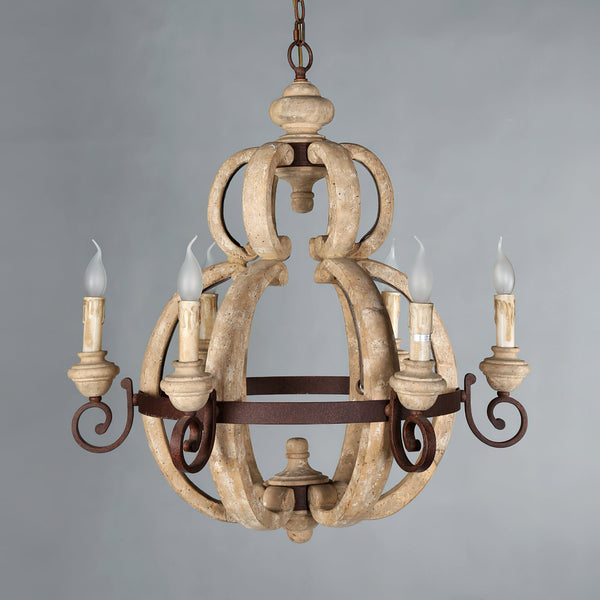 rustic old white wood cage chandelier
