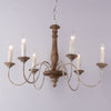 rustic old wood hand carved iron 6 light chandelier