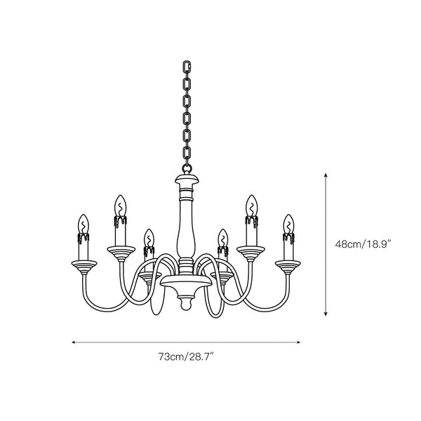 rustic old wood hand carved iron 6 light chandelier