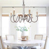 rustic old wood hand carved iron 6 light chandelier
