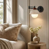 rustic travertine swing arm wall sconce bedroom