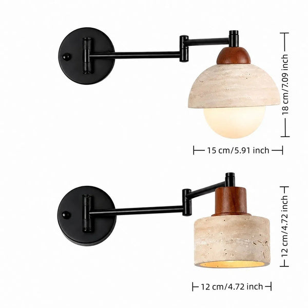 rustic travertine swing arm wall sconce bedroom