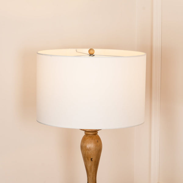 rustic white fabric solid wood floor lamp