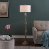 rustic white fabric solid wood floor lamp