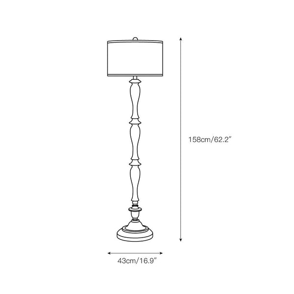 rustic white fabric solid wood floor lamp